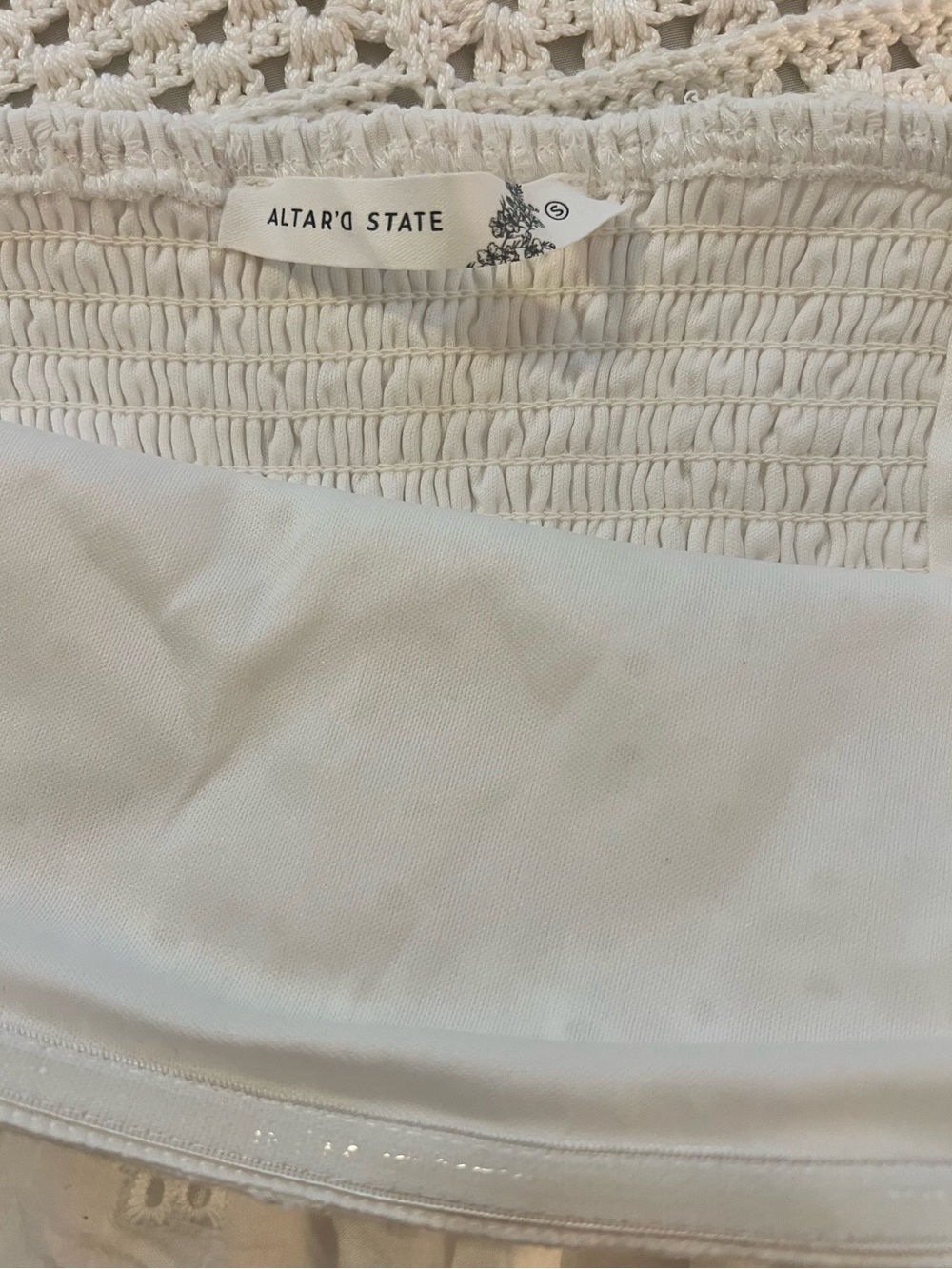 Altar’d State White Strapless Eyelet Maxi Dress Sz S - Picture 4 of 5
